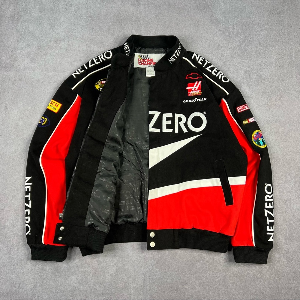 Nascar Net Zero Black and Red Bomber Jacket